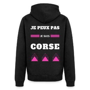 Je peux pas je suis Corse humour blague Corse - Veste à capuche bio Premium Unisexe - noir - Dos - Nico (187cm)