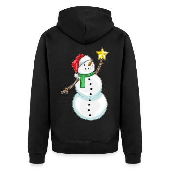 Snowman Christmas Poinsettia - Unisex Premium Organic Zip Hoodie - black - Back - Nico (187cm)