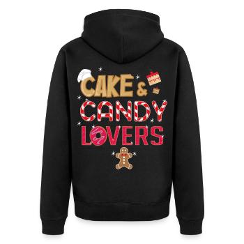 Cake & Candy Lovers T-Shirt - Unisex Premium Organic Zip Hoodie - black - Back - Nico (187cm)