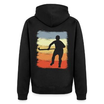 Hockey sur gazon vintage - Veste à capuche bio Premium Unisexe - noir - Dos - Nico (187cm)