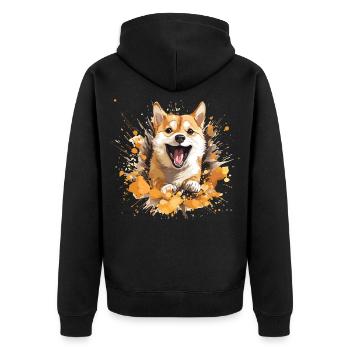 Doge coin color Splash - Unisex Premium Organic Zip Hoodie - black - Back - Nico (187cm)