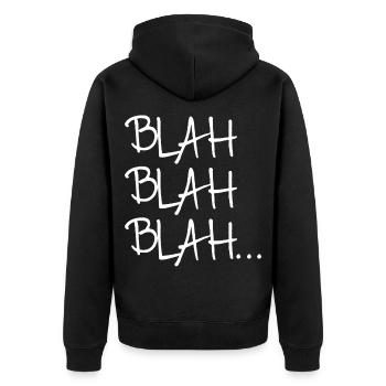 bla bla bla bla lustiges T-Shirt - Unisex Premium Bio Zip Hoodie - Schwarz - Hinten - Nico (187cm)