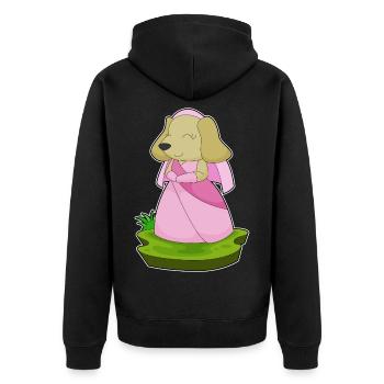 Hund Braut Schleier Hochzeit - Unisex Premium Bio Zip Hoodie - Schwarz - Hinten - Nico (187cm)