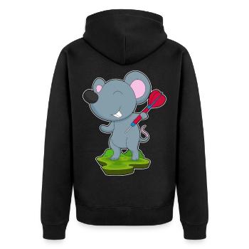 Maus Dart Dartpfeil - Unisex Premium Bio Zip Hoodie - Schwarz - Hinten - Nico (187cm)