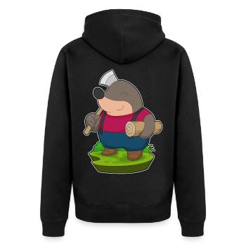 Mole Lumberjack Axe Forest - Unisex Premium Organic Zip Hoodie - black - Back - Nico (187cm)