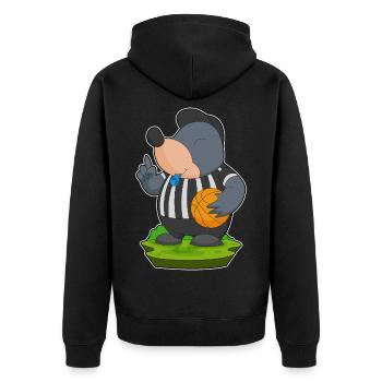 Mole Referee Basketball - Unisex Premium Organic Zip Hoodie - black - Back - Nico (187cm)