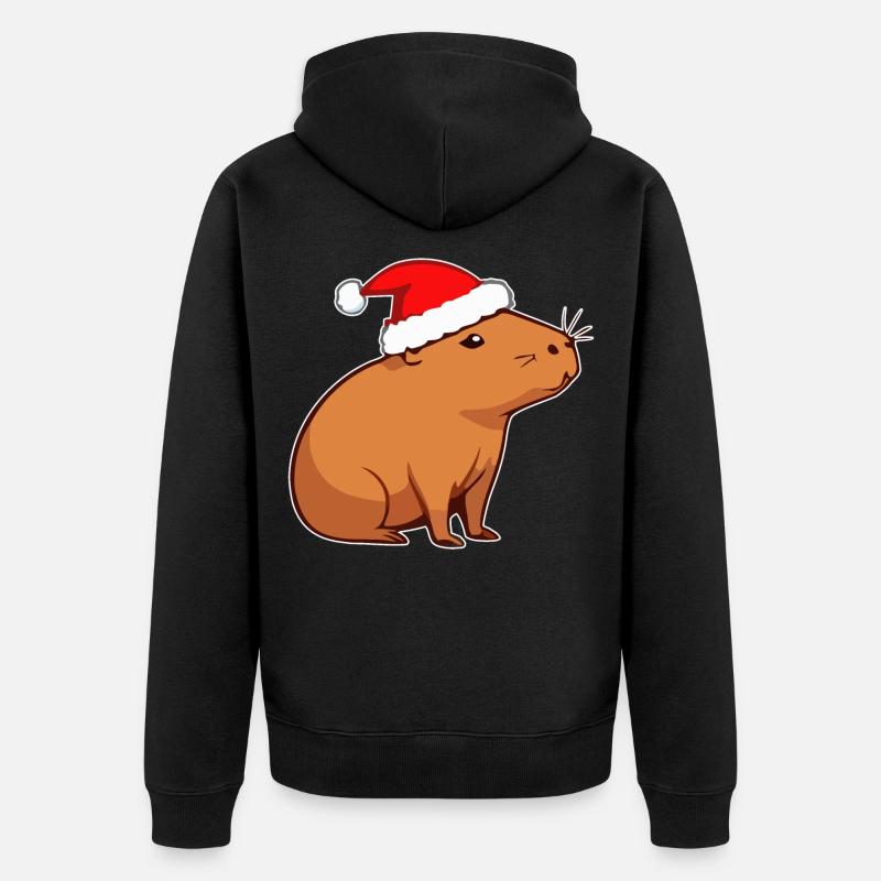 Capybara Weihnachten - Unisex Premium Bio Zip Hoodie - Schwarz
