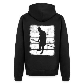 Baker - Unisex Premium Organic Zip Hoodie - black - Back - Nico (187cm)