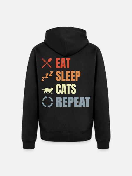 Eat Sleep Cats Repeat - Unisex Premium Organic Zip Hoodie - black