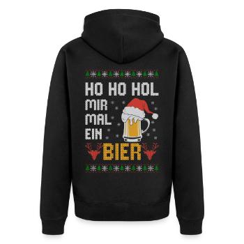 Ho Ho Get Me a Beer Funny Ugly Christmas - Unisex Premium Organic Zip Hoodie - black - Back - Nico (187cm)