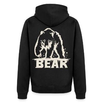 Bären-Pawing [Weiß] - Unisex Premium Bio Zip Hoodie - Schwarz - Hinten - Nico (187cm)