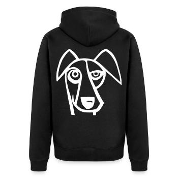 Funny White Dog - Unisex Premium Organic Zip Hoodie - black - Back - Nico (187cm)