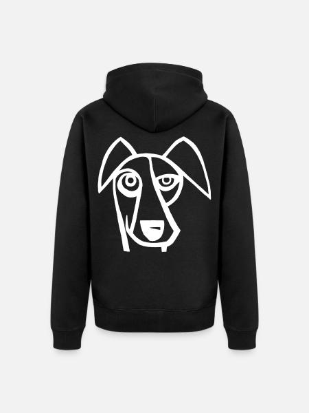 Funny White Dog - Unisex Premium Organic Zip Hoodie - black