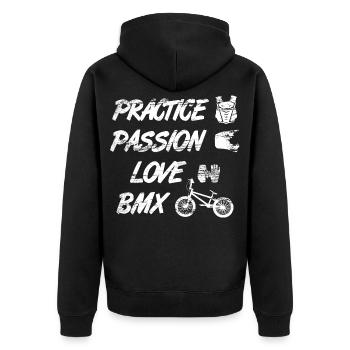 Dicton BMX de motivation - Veste à capuche bio Premium Unisexe - noir - Dos - Nico (187cm)