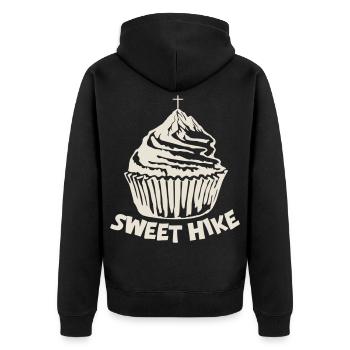 Süße Wanderung - Cupcake Mountain [Weiß] - Unisex Premium Bio Zip Hoodie - Schwarz - Hinten - Nico (187cm)