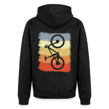 Vintage Mountainbiker Skizze - Unisex Premium Bio Zip Hoodie - Schwarz - Hinten - Nico (187cm)