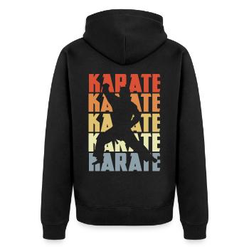 Retro Karate - Unisex Premium Bio Zip Hoodie - Schwarz - Hinten - Nico (187cm)