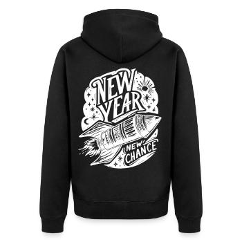 Fusée du Nouvel An Réveillon du Nouvel An Nouveau départ Nouvelle chance - Veste à capuche bio Premium Unisexe - noir - Dos - Nico (187cm)