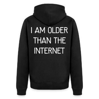 Ich bin älter als das Internet-Funny-Shirt - Unisex Premium Bio Zip Hoodie - Schwarz - Hinten - Nico (187cm)