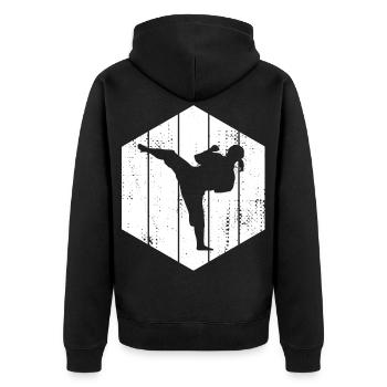 Karate Girl - Unisex Premium Organic Zip Hoodie - black - Back - Nico (187cm)