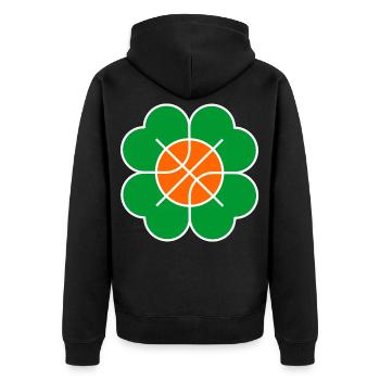 Fleur de basket-ball - Feuille de trèfle - Veste à capuche bio Premium Unisexe - noir - Dos - Nico (187cm)