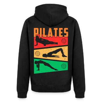 PILATES-BILDER - Unisex Premium Bio Zip Hoodie - Schwarz - Hinten - Nico (187cm)