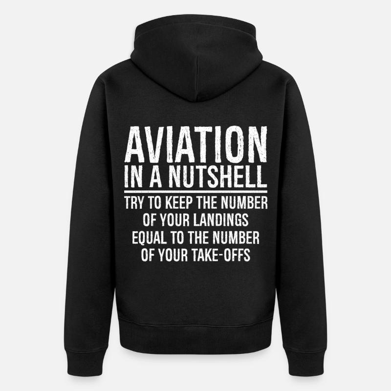 Aviation In A Nutshell Funny - Veste à capuche bio Premium Unisexe - noir