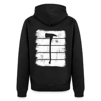 Feuerwehrmann Axt Skizze - Unisex Premium Bio Zip Hoodie - Schwarz - Hinten - Nico (187cm)