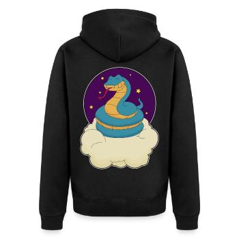 Schlange Wolken - Unisex Premium Bio Zip Hoodie - Schwarz - Hinten - Nico (187cm)