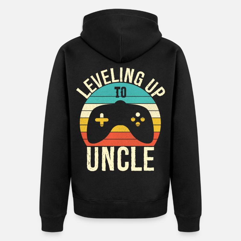 Leveling up to uncle - Veste à capuche bio Premium Unisexe - noir