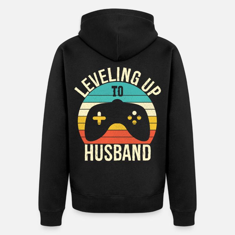 Aufstieg zum Ehemann - Unisex Premium Bio Zip Hoodie - Schwarz