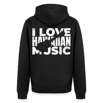 Ukulele Liebhaber Spruch - Unisex Premium Bio Zip Hoodie - Schwarz - Hinten - Nico (187cm)