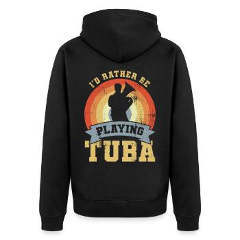 Tuba Zitat - Unisex Premium Bio Zip Hoodie - Schwarz - Hinten - Nico (187cm)