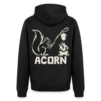 Acorn - Hungriges Eichhörnchen [Weiß] - Unisex Premium Bio Zip Hoodie - Schwarz - Hinten - Nico (187cm)