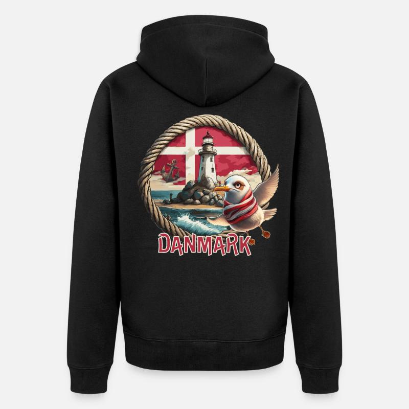 Danmark - Dänemark - Denmark - Unisex Premium Bio Zip Hoodie - Schwarz