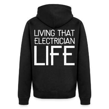 Das Leben als Elektriker lustig zu leben - Unisex Premium Bio Zip Hoodie - Schwarz - Hinten - Nico (187cm)