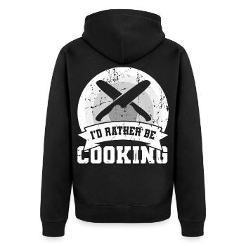 Ich würde lieber kochen - Unisex Premium Bio Zip Hoodie - Schwarz - Hinten - Nico (187cm)