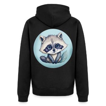 Illustration aquarelle Bébé Raton-laveur Mignon - Veste à capuche bio Premium Unisexe - noir - Dos - Nico (187cm)