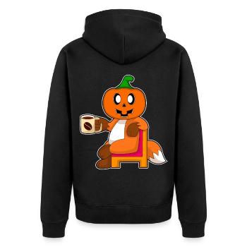 Fuchs Halloween Kaffee - Unisex Premium Bio Zip Hoodie - Schwarz - Hinten - Nico (187cm)