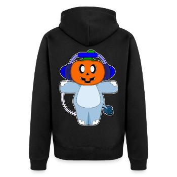 Nilpferd Halloween Musik - Unisex Premium Bio Zip Hoodie - Schwarz - Hinten - Nico (187cm)