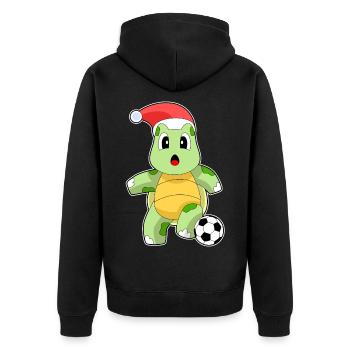 Turtle Christmas Soccer - Unisex Premium Organic Zip Hoodie - black - Back - Nico (187cm)