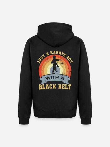 Karate boy with black belt - Unisex Premium Organic Zip Hoodie - black
