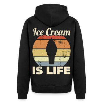 Eiscreme ist Leben - Unisex Premium Organic Zip Hoodie - black - Back - Nico (187cm)