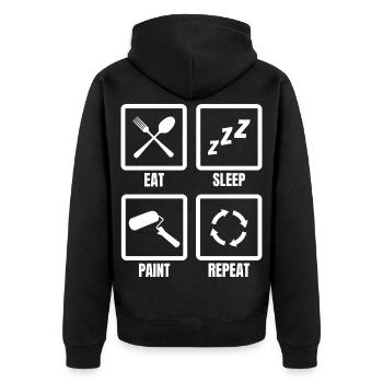 Eat Sleep Paint Repeat - Unisex Premium Organic Zip Hoodie - black - Back - Nico (187cm)