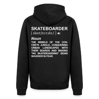 Skateboarder Definition - Unisex Premium Bio Zip Hoodie - Schwarz - Hinten - Nico (187cm)