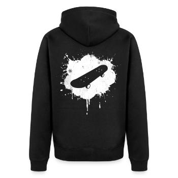 Skateboard Skizze - Unisex Premium Bio Zip Hoodie - Schwarz - Hinten - Nico (187cm)