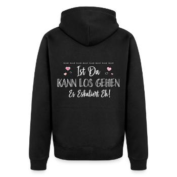 Bin Da Kann Los Gehen Personalisierbar Name Namen - Unisex Premium Bio Zip Hoodie - Schwarz - Hinten - Nico (187cm)