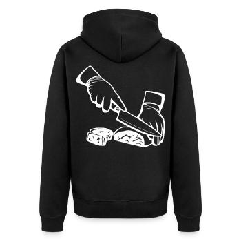 Croquis de découpe de viande - Veste à capuche bio Premium Unisexe - noir - Dos - Nico (187cm)
