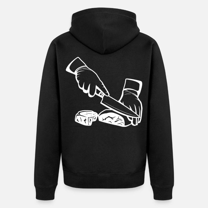 Croquis de découpe de viande - Veste à capuche bio Premium Unisexe - noir