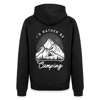 Outdoors Natur Camping Zitat Lieber Camping sein - Unisex Premium Bio Zip Hoodie - Schwarz - Hinten - Nico (187cm)